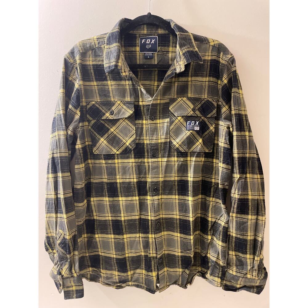 Fox Racing Flannel Men's Size Large Plaid Button Up Long‎ Sleeve Shirt Outdoors